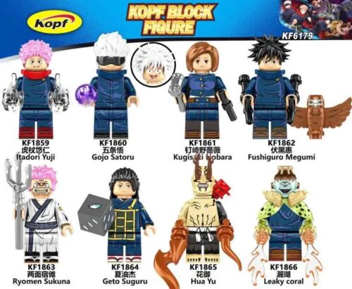 Minifigure Fushiguro Megumi Kopf KF1862 giá tốt cho bé trai 6 tuổi, chi tiết sắc nét, tương thích LEGO®, kèm thú triệu hồi