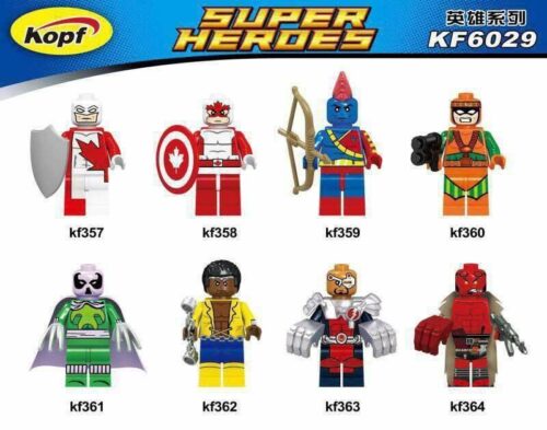 Bộ đồ chơi Kopf KF6029 gồm 8 Minifigure Siêu Anh Hùng Marvel chất lượng cao, phù hợp cho bé trai 6 tuổi, giá tốt, tương thích LEGO®.