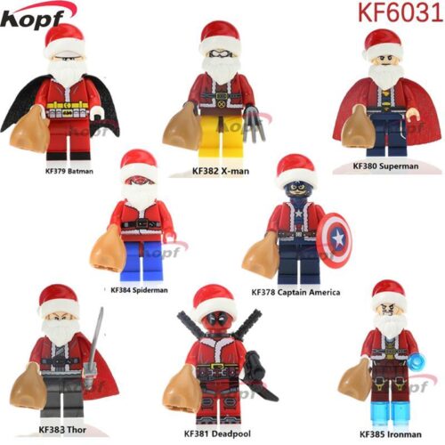 Bộ 8 minifigure siêu anh hùng Giáng Sinh Kopf KF6031 giá rẻ cho bé trai 6 tuổi. Gồm Batman, Superman, Ironman, Spiderman, Captain America, Thor, Deadpool, X-men.