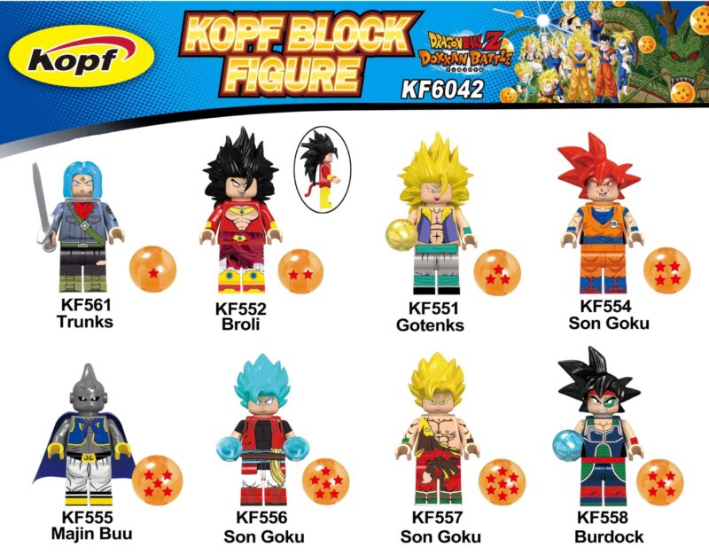 Bộ đồ chơi lắp ráp Kopf KF6042 Minifigure Dragon Ball Z 8 nhân vật, chất lượng cao, tương thích LEGO®, món quà giá tốt cho bé trai 6 tuổi yêu thích Bảy Viên Ngọc Rồng.