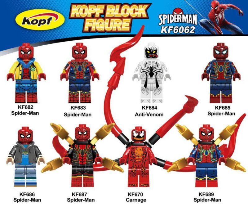 Bộ đồ chơi Người Nhện Kopf KF6062 với 8 minifigure siêu anh hùng và phản diện, đồ chơi mô hình chất lượng cao cho bé trai 6 tuổi, giá tốt.