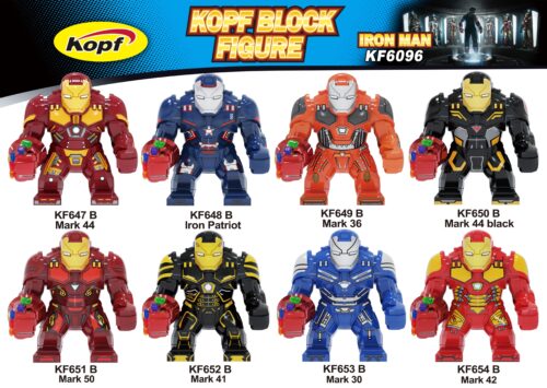 Bộ 8 mô hình Người Sắt Iron Man Kopf KF6096 chất lượng cao, đồ chơi mô hình Iron Patriot cho bé trai 6 tuổi, giá tốt.