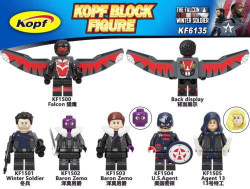 Bộ đồ chơi Kopf KF6135 Minifigure Falcon và Chiến Binh Mùa Đông, đồ chơi lắp ghép siêu anh hùng Marvel cho bé trai 6 tuổi, giá tốt.