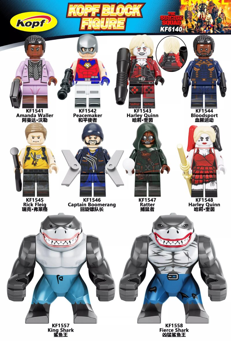Minifigure Bloodsport từ bộ đồ chơi mô hình Biệt Đội Cảm Tử Kopf KF6140, tái hiện nhân vật phim.