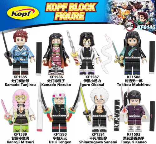 Bộ đồ chơi Minifigures Demon Slayer Kopf KF6146, bộ 8 nhân vật Thanh Gươm Diệt Quỷ chi tiết sắc nét, phù hợp cho bé trai và bé gái 8 tuổi, giá tốt.