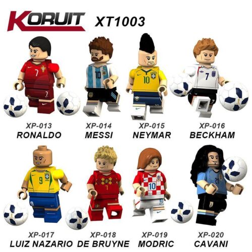 Bộ đồ chơi Minifigure Cầu Thủ Bóng Đá KORUIT KT1003 World Cup chất lượng cao, giá rẻ cho bé trai 6 tuổi, bao gồm Ronaldo, Messi, Neymar, Beckham.