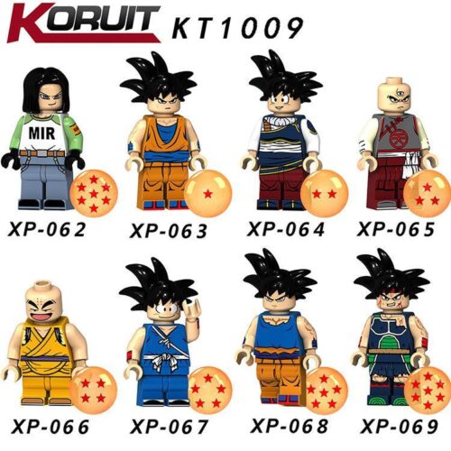 Bộ 8 Minifigure Dragon Ball KORUIT KT1009 chất lượng cao, đồ chơi lắp ghép nhân vật Dragon Ball cho bé trai 6 tuổi, giá tốt.