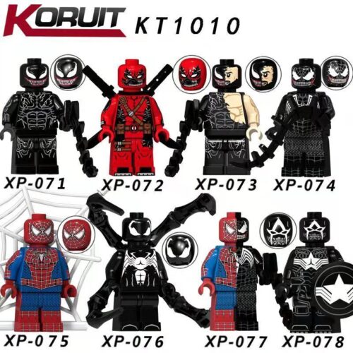 Bộ 8 Minifigure Siêu Anh Hùng KORUIT KT1010, đồ chơi lắp ghép KORUIT, mô hình Minifigure Người Nhện, Minifigure Deadpool, Minifigure Venom, Minifigure Captain America. Sản phẩm chất lượng cao, giá tốt cho bé trai 6 tuổi.
