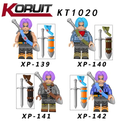 Bộ 4 minifigure Trunks Dragon Ball KORUIT KT1020, đồ chơi lắp ghép nhân vật Trunks siêu Saiyan, phù hợp bé trai 8 tuổi, giá tốt