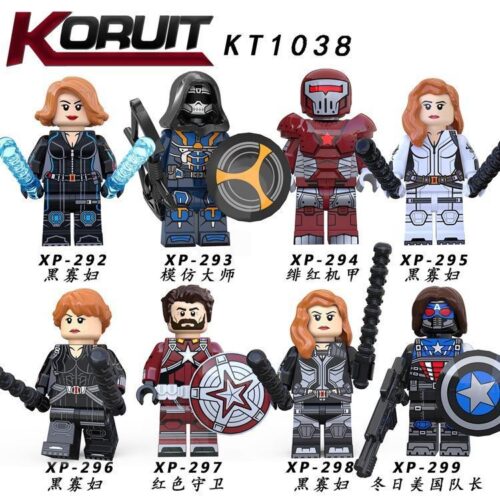 Bộ 8 minifigure KORUIT KT1038 Black Widow và Taskmaster, Red Guardian, Winter Soldier cho bé trai 6 tuổi, đồ chơi lắp ráp siêu anh hùng giá rẻ
