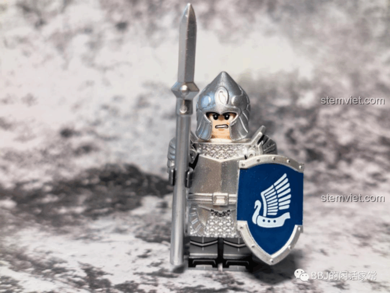 Minifigure Thợ săn súng XP-390 KORUIT KT1051, bộ đồ chơi KORUIT KT1051, trang bị giáo và khiên.