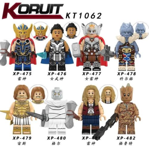 Bộ lắp ghép minifigure Thor 8 mẫu KORUIT KT1062, mô hình siêu anh hùng Marvel cho bé trai 6 tuổi