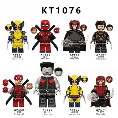 Bộ 8 Minifigure KORUIT KT1076 Deadpool & Wolverine chất lượng cao, đồ chơi lắp ghép siêu anh hùng Marvel cho bé trai 6 tuổi giá tốt