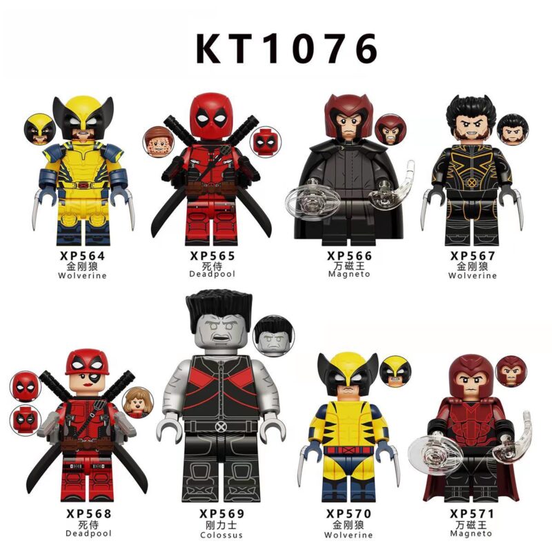 Bộ 8 Minifigure KORUIT KT1076 Deadpool & Wolverine chất lượng cao, đồ chơi lắp ghép siêu anh hùng Marvel cho bé trai 6 tuổi giá tốt