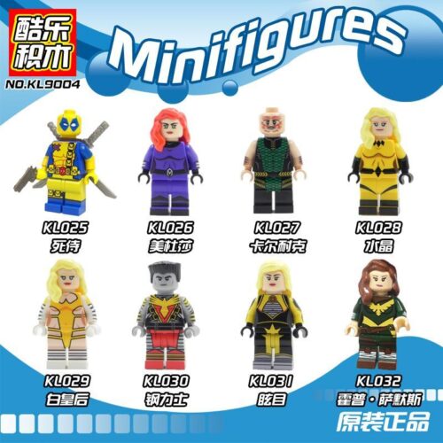 Bộ đồ chơi Minifigure Siêu Anh Hùng KULE KL9004 giá tốt cho bé trai 6 tuổi, bộ 8 minifigure Marvel X-Men chất lượng cao.