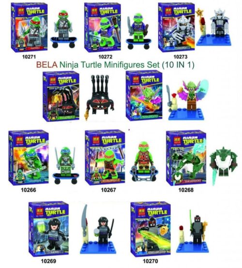 Bộ đồ chơi Ninja Rùa LARI BELA 10271 gồm 10 minifigure, phù hợp cho bé trai 6 tuổi, giá tốt.