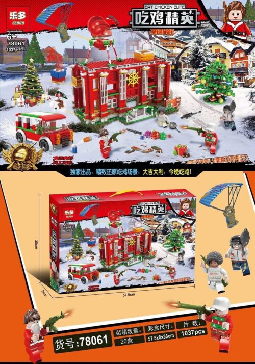 Bộ lắp ghép LEDUO 78061 Khách sạn Giáng Sinh PUBG Eat Chicken Elite 1037 mảnh, đồ chơi mô hình cho bé trai 6 tuổi, giá tốt.