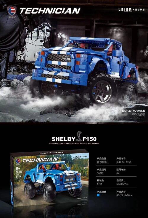 Bộ lắp ráp LEIER 50029 Ford F-150 Shelby, mô hình xe bán tải địa hình màu xanh trắng, dành cho bé trai 8 tuổi, chất lượng cao, giá tốt.
