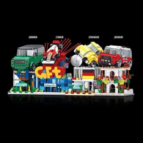 Bộ lắp ghép Khách sạn đường phố Leier Entertainment 10011-1 với 4 mô hình xe và cửa hàng độc đáo, phù hợp cho bé trai và bé gái 8 tuổi, giá tốt.