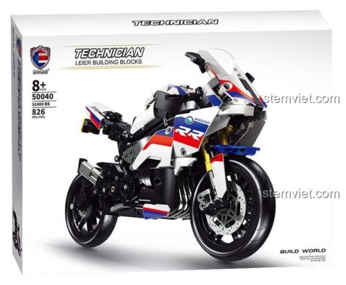 Hình ảnh hộp sản phẩm bộ lắp ráp Siêu mô tô BMW S1000RR Leier Entertainment 50040, món quà giá tốt cho bé trai.
