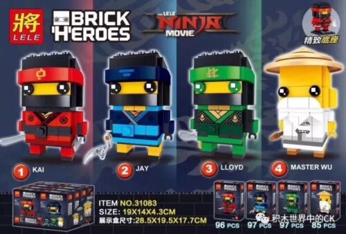 Bộ lắp ghép Lele 31083-2 Jay Ninjago BrickHeadz hộp sản phẩm đồ chơi mô hình ninja cho bé trai 6 tuổi giá tốt