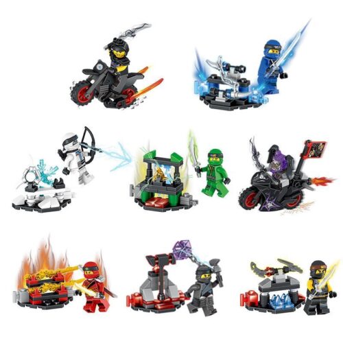 Tổng hợp 8 mô hình trong bộ lắp ráp Ninja Cổ Vật Thần Khí LELE 31103. Đồ chơi xếp hình cho bé trai 6 tuổi, giá rẻ.