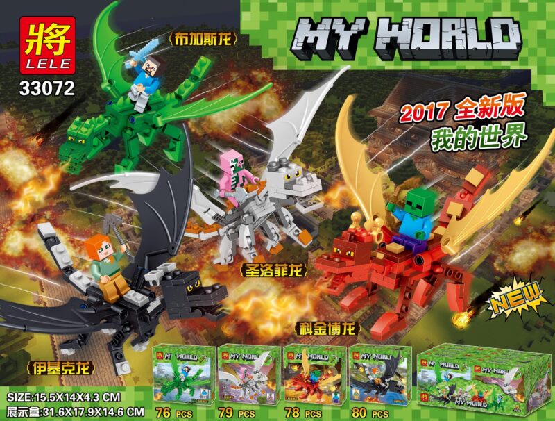 Logo LELE và mã sản phẩm 33072 của bộ lắp ghép Rồng Minecraft
