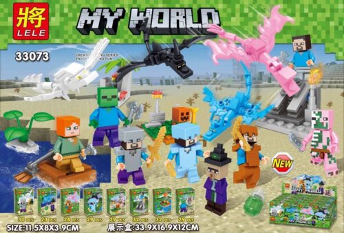 Bộ lắp ráp LELE 33073 Thế Giới Minecraft 8 cảnh nhỏ minifigure, đồ chơi mô hình cho bé trai và bé gái 6 tuổi, chất lượng tốt, giá rẻ.