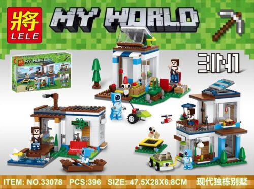 Bộ lắp ghép Biệt Thự Hiện Đại Minecraft LELE 33078 3 trong 1, đồ chơi xây dựng sáng tạo cho bé trai 6 tuổi, giá tốt.