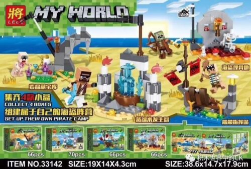 Bộ lắp ráp LELE 33142 Minecraft Trại Hải Tặc 4 kiểu, đồ chơi lắp ghép cho bé trai 6 tuổi, giá tốt, chất lượng cao, giúp phát triển tư duy sáng tạo