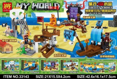 Bộ lắp ghép Trại Cướp Biển Minecraft LELE 33143 cho bé trai 6 tuổi, đồ chơi lắp ráp Thế Giới Cướp Biển Minecraft giá tốt.
