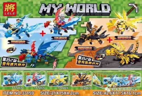 Bộ lắp ráp Rồng Minecraft LELE 33159 My World 4 trong 1, đồ chơi xếp hình sáng tạo cho bé trai 6 tuổi giá rẻ, gồm 444 mảnh ghép.