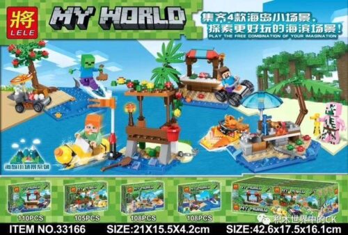 Bộ đồ chơi LELE 33166-1 Minecraft Đảo Biển, bộ lắp ghép LELE 33166-1 431 mảnh cho bé trai và bé gái 6-12 tuổi, giá tốt.