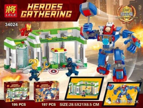 Bộ lắp ráp LELE 34024 Biệt Đội Anh Hùng Captain America Đại Chiến Loki, đồ chơi lắp ráp siêu anh hùng cho bé trai 6 tuổi, chất lượng cao giá tốt.