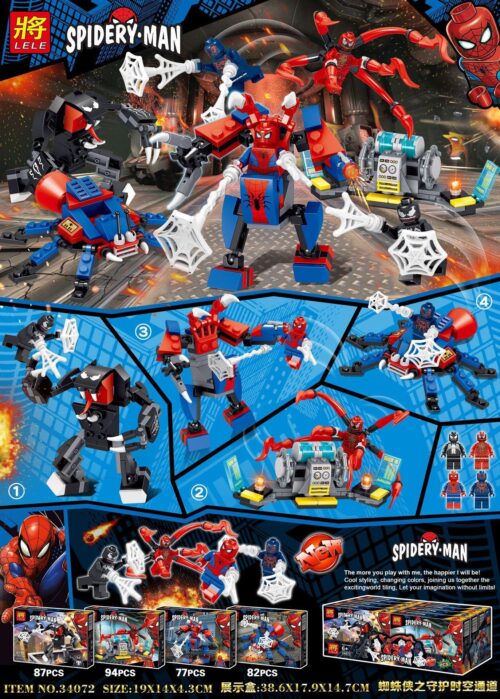 Bộ lắp ráp Người Nhện LELE 34072 chiến giáp hành động, đồ chơi mô hình Spider-Man cho bé trai 6 tuổi, giá tốt