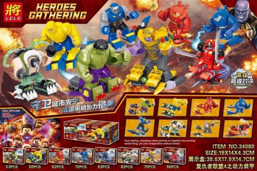 Bộ lắp ráp Bộ sưu tập 8 Bigfig Siêu Anh Hùng LELE 34080, đồ chơi mô hình giá rẻ cho bé trai 6 tuổi.