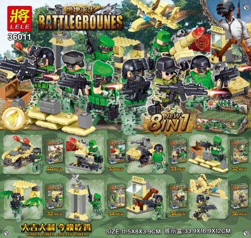 Bộ lắp ráp PUBG LELE 36011, đồ chơi mô hình Chiến trường sinh tồn 8 trong 1 cho bé trai 6 tuổi, giá rẻ, chất lượng cao