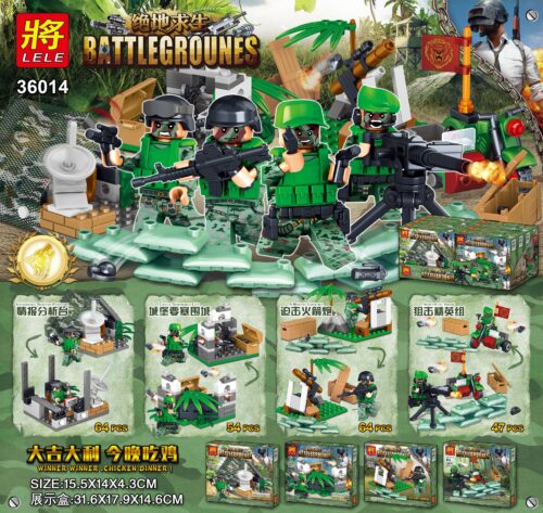 Bộ lắp ghép PUBG Battlegrounds LELE 36014-4 tái hiện chiến trường sinh tồn kịch tính, phù hợp cho con trai 6 tuổi, giá tốt.