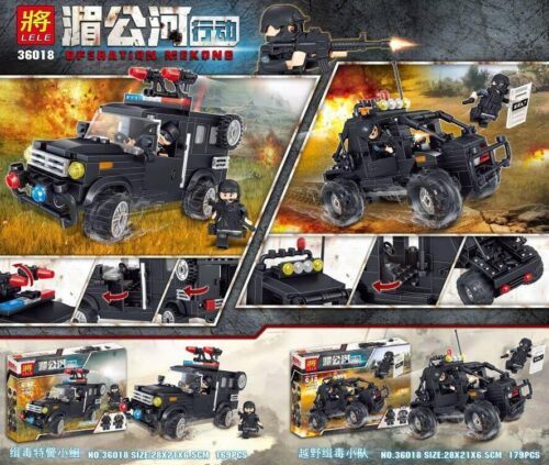 Bộ đồ chơi LELE 36018-1 Xe Jeep quân sự Chiến Dịch Mekong, đồ chơi lắp ráp Xe Jeep đặc nhiệm cho bé trai 6-12 tuổi, giá tốt, lắp được 2 kiểu.