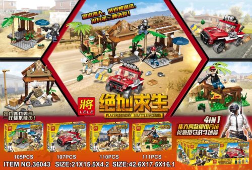Bộ đồ chơi lắp ráp LELE 36043-2 Xe Jeep Quân Sự PUBG giá rẻ cho bé trai 6 tuổi, mô hình xe địa hình quân đội chất lượng cao