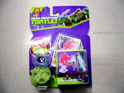 Đồ chơi lắp ghép Ninja Rùa Fishface LELE 100 với con quay, đồ chơi lắp ghép cho bé trai, giá tiết kiệm.