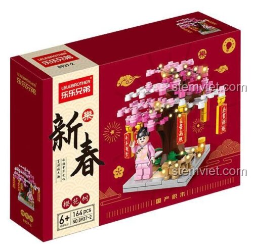 Hộp đồ chơi lắp ráp Cây hoa anh đào LELE BROTHER 8937-2, chất liệu nhựa an toàn, món quà ý nghĩa cho bé gái 6 tuổi.