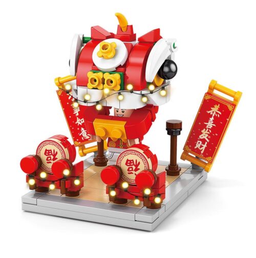 Mô hình Múa Lân LELE BROTHER 8937-4 có đèn LED, đồ chơi lắp ráp Sư Tử Múa đón Tết Nguyên Đán, phù hợp bé trai bé gái 6 tuổi, giá tốt.