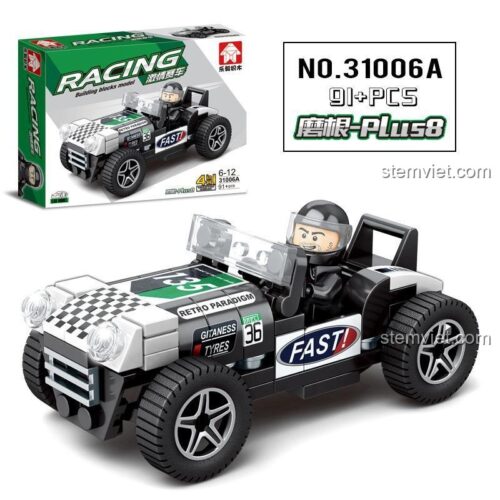 Hộp bộ lắp ghép LeYi Bricks 31006A Xe Đua Morgan Plus8, đồ chơi mô hình cho bé trai 6 tuổi.