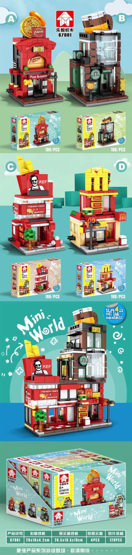 Đồ chơi mô hình Cửa hàng pizza LeYi Bricks 67001, chi tiết sắc nét, kích thích sáng tạo cho trẻ 6 tuổi