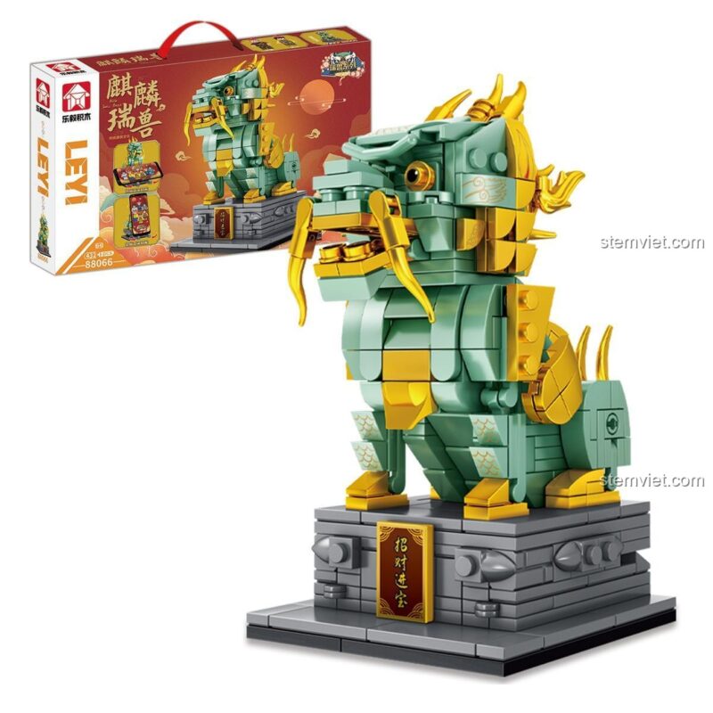 đồ chơi mô hình LeYi Bricks 88066 Tượng Kỳ Lân phong thủy, món quà ý nghĩa cho con trai và con gái