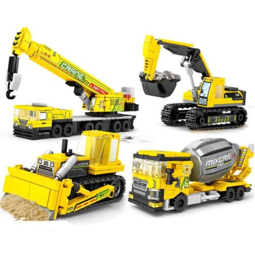 Bộ đồ chơi Leyu Bricks 69012 xe công trình thành phố 4 kiểu, đồ chơi lắp ráp xe xây dựng cho bé trai 6 tuổi, giá tốt, chất lượng cao.