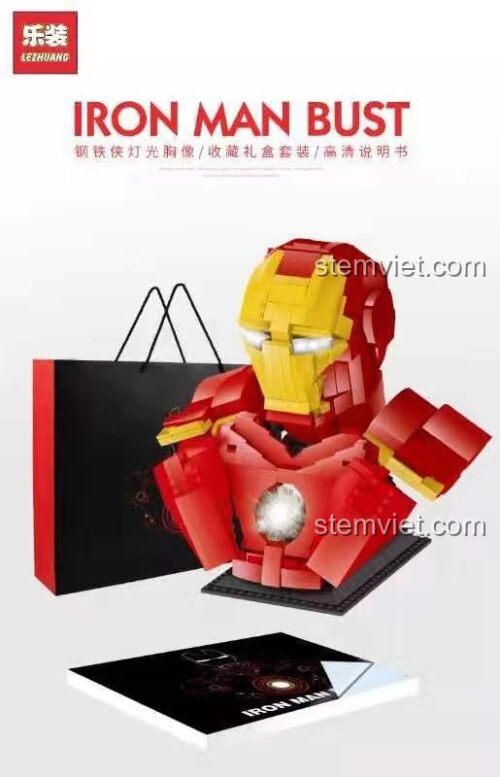 Đồ chơi mô hình Iron Man Lezhuang LZ19303, bộ xếp hình chất lượng cao, món quà tuyệt vời cho con trai 14 tuổi.
