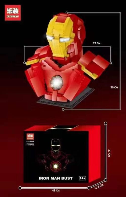 Bộ lắp ghép Mô Hình Bán Thân Người Sắt Iron Man Lezhuang LZ19303 có kích thước chi tiết, phù hợp con trai 14 tuổi, giá tốt.