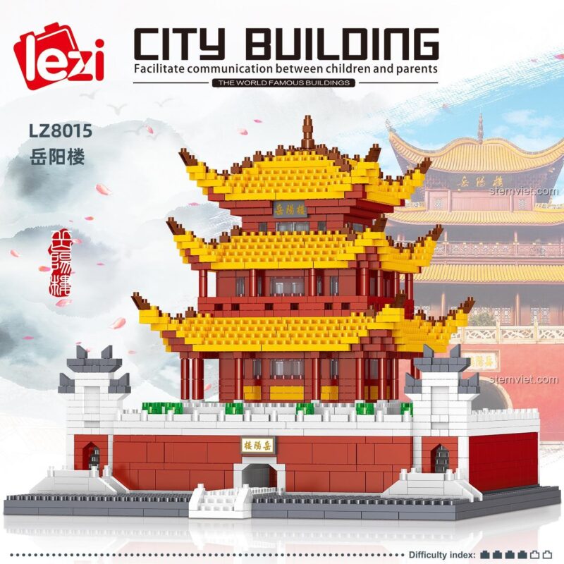 Poster quảng cáo bộ xếp hình Lezi 8015 Nhạc Dương Lâu, giá rẻ, chất lượng cao.